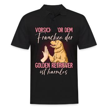 Vorsicht vor dem Frauchen Golden Retriever - Männer Poloshirt - Schwarz - Vorne - Kai (181cm)