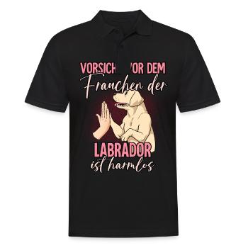 Vorsicht vor dem Frauchen Labrador - Männer Poloshirt - Schwarz - Vorne - Kai (181cm)