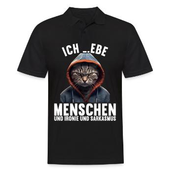 Ich liebe Menschen und Ironie und Sarkasmus - Männer Poloshirt - Schwarz - Vorne - Kai (181cm)