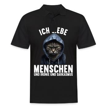 Ich liebe Menschen und Ironie und Sarkasmus - Männer Poloshirt - Schwarz - Vorne - Kai (181cm)