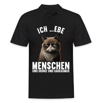Ich liebe Menschen und Ironie und Sarkasmus - Männer Poloshirt - Schwarz - Vorne - Kai (181cm)