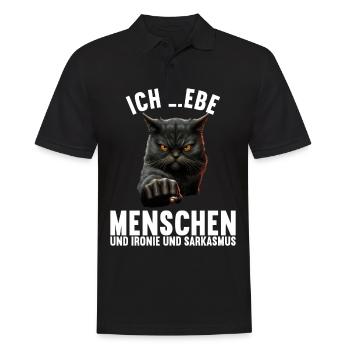 Ich liebe Menschen und Ironie und Sarkasmus - Männer Poloshirt - Schwarz - Vorne - Kai (181cm)