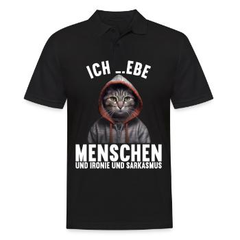 Ich liebe Menschen und Ironie und Sarkasmus - Männer Poloshirt - Schwarz - Vorne - Kai (181cm)