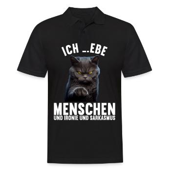 Ich liebe Menschen und Ironie und Sarkasmus - Männer Poloshirt - Schwarz - Vorne - Kai (181cm)