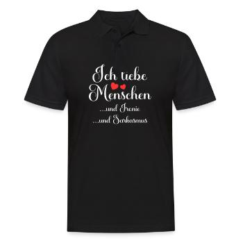 Ich liebe Menschen und Ironie und Sarkasmus - Männer Poloshirt - Schwarz - Vorne - Kai (181cm)