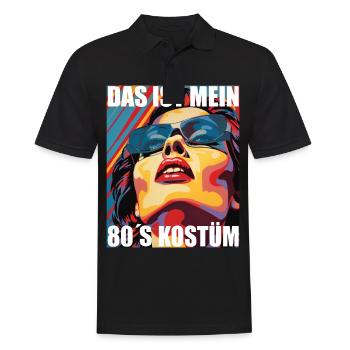 80er Motto Party Das ist mein 80er Jahre Kostüm - Männer Poloshirt - Schwarz - Vorne - Kai (181cm)