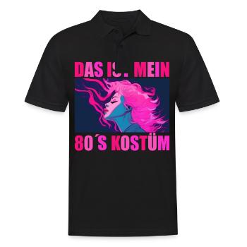 80er Motto Party Das ist mein 80er Jahre Kostüm - Männer Poloshirt - Schwarz - Vorne - Kai (181cm)