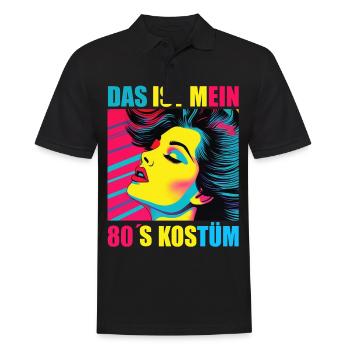 80er Motto Party Das ist mein 80er Jahre Kostüm - Männer Poloshirt - Schwarz - Vorne - Kai (181cm)