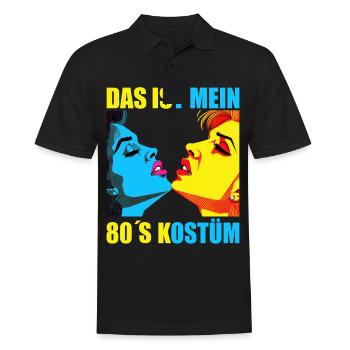 80er Motto Party Das ist mein 80er Jahre Kostüm - Männer Poloshirt - Schwarz - Vorne - Kai (181cm)