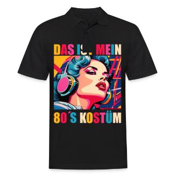80er Motto Party Das ist mein 80er Jahre Kostüm - Männer Poloshirt - Schwarz - Vorne - Kai (181cm)