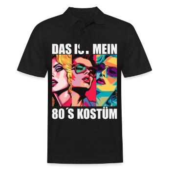 80er Motto Party Das ist mein 80er Jahre Kostüm - Männer Poloshirt - Schwarz - Vorne - Kai (181cm)
