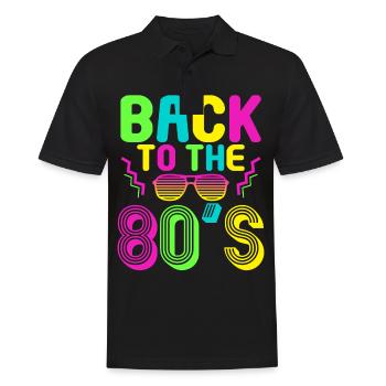 80s Themed Party Back to the 80s Costume - Men's Polo Shirt - black - Front - Kai (181cm)