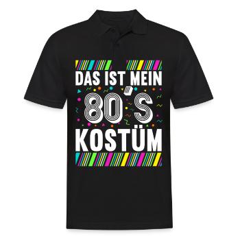 80er Motto Party Das ist mein 80er Jahre Kostüm - Männer Poloshirt - Schwarz - Vorne - Kai (181cm)