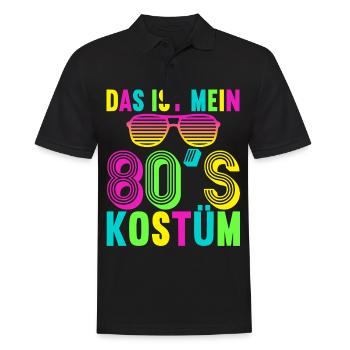 80er Motto Party Das ist mein 80er Jahre Kostüm - Männer Poloshirt - Schwarz - Vorne - Kai (181cm)