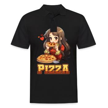 Pizza Lover Young Girl Anime Manga Pizza - Polo Homme - noir - Devant - Kai (181cm)