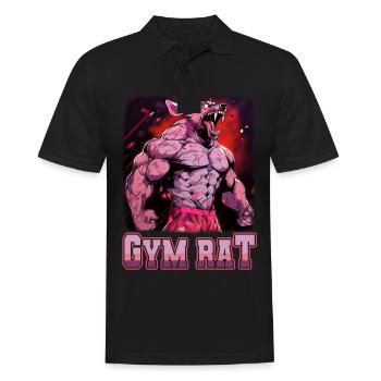 Gym Rat Bodybuilding Kraftsport lustiges Fitness - Männer Poloshirt - Schwarz - Vorne - Kai (181cm)