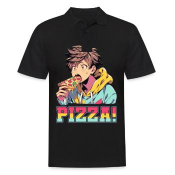 Pizza Lover Young Girl Anime Manga Pizza - Polo Homme - noir - Devant - Kai (181cm)