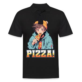 Pizza Lover Young Girl Anime Manga Pizza - Polo Homme - noir - Devant - Kai (181cm)