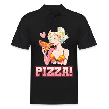 Pizza Lover Young Girl Anime Manga Pizza - Polo Homme - noir - Devant - Kai (181cm)
