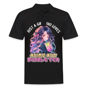 Just a girl who loves Anime and Boba Bubble Tea - Männer Poloshirt - Schwarz - Vorne - Kai (181cm)