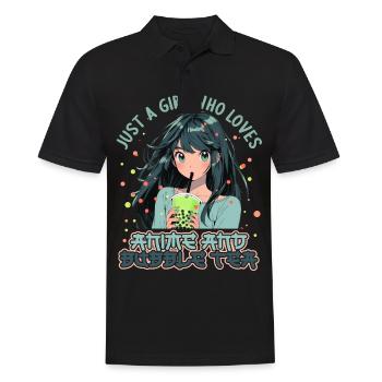 Just a girl who loves Anime and Boba Bubble Tea - Männer Poloshirt - Schwarz - Vorne - Kai (181cm)