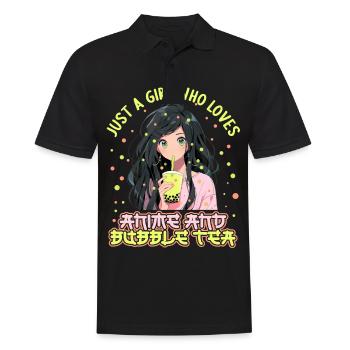 Just a girl who loves Anime and Boba Bubble Tea - Männer Poloshirt - Schwarz - Vorne - Kai (181cm)