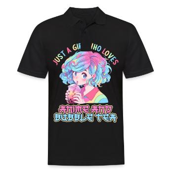 Just a girl who loves Anime and Boba Bubble Tea - Männer Poloshirt - Schwarz - Vorne - Kai (181cm)