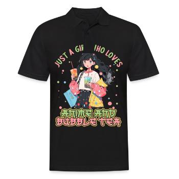 Just a girl who loves Anime and Boba Bubble Tea - Männer Poloshirt - Schwarz - Vorne - Kai (181cm)