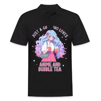 Just a girl who loves Anime and Boba Bubble Tea - Männer Poloshirt - Schwarz - Vorne - Kai (181cm)