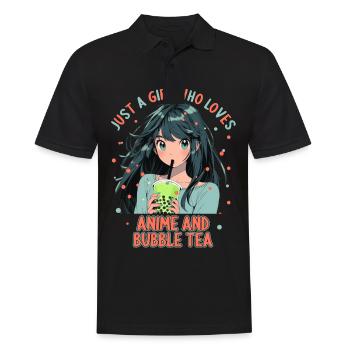 Just a girl who loves Anime and Boba Bubble Tea - Männer Poloshirt - Schwarz - Vorne - Kai (181cm)