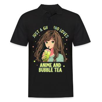 Just a girl who loves Anime and Boba Bubble Tea - Männer Poloshirt - Schwarz - Vorne - Kai (181cm)