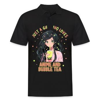 Just a girl who loves Anime and Boba Bubble Tea - Männer Poloshirt - Schwarz - Vorne - Kai (181cm)
