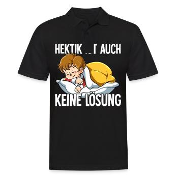 Hektik Ist Auch Keine Lösung - Männer Poloshirt - Schwarz - Vorne - Kai (181cm)