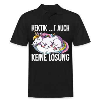 Hektik Ist Auch Keine Lösung - Männer Poloshirt - Schwarz - Vorne - Kai (181cm)