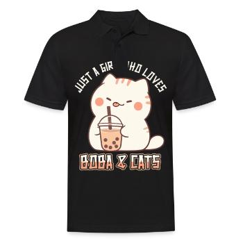 Anime Kawaii just a girl who loves Boba and Cats - Männer Poloshirt - Schwarz - Vorne - Kai (181cm)