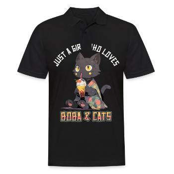 Anime Kawaii just a girl who loves Boba and Cats - Männer Poloshirt - Schwarz - Vorne - Kai (181cm)