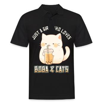 Anime Kawaii just a girl who loves Boba and Cats - Männer Poloshirt - Schwarz - Vorne - Kai (181cm)