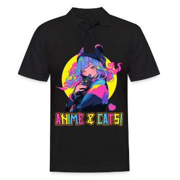 Anime et chats Kawaii Girl Anime - Polo Homme - noir - Devant - Kai (181cm)