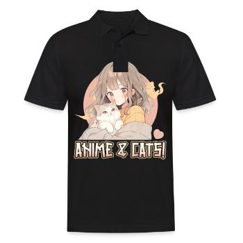 Anime et chats Kawaii Girl Anime - Polo Homme - noir - Devant - Kai (181cm)