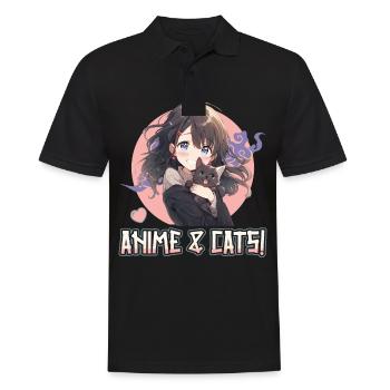 Anime and Cats Kawaii Girl Anime - Men's Polo Shirt - black - Front - Kai (181cm)