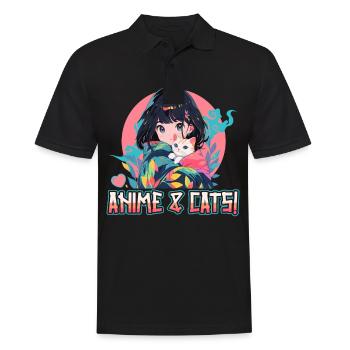 Anime et chats Kawaii Girl Anime - Polo Homme - noir - Devant - Kai (181cm)