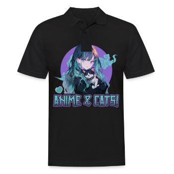 Anime et chats Kawaii Girl Anime - Polo Homme - noir - Devant - Kai (181cm)