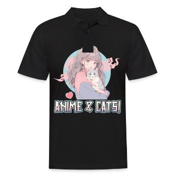 Anime et chats Kawaii Girl Anime - Polo Homme - noir - Devant - Kai (181cm)
