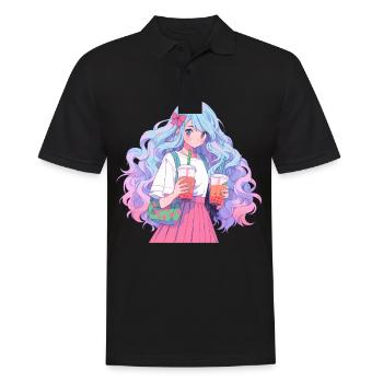 Anime and Boba Bubble Tea - Men's Polo Shirt - black - Front - Kai (181cm)