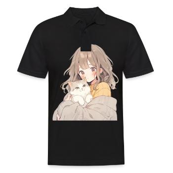 Anime and Cats Kawaii Girl Anime - Men's Polo Shirt - black - Front - Kai (181cm)