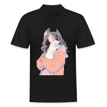Anime et chats Kawaii Girl Anime - Polo Homme - noir - Devant - Kai (181cm)