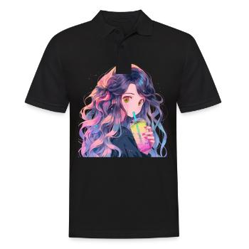 Anime and Boba Bubble Tea - Men's Polo Shirt - black - Front - Kai (181cm)