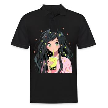 Anime and Boba Bubble Tea - Men's Polo Shirt - black - Front - Kai (181cm)