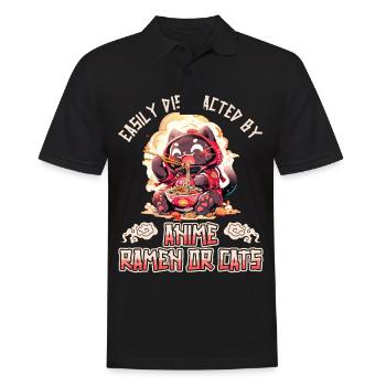 Easily distracted by Anime Ramen or Cats - Männer Poloshirt - Schwarz - Vorne - Kai (181cm)