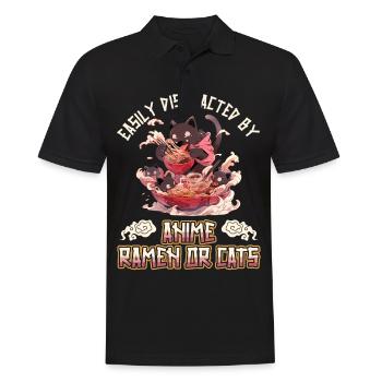 Easily distracted by Anime Ramen or Cats - Männer Poloshirt - Schwarz - Vorne - Kai (181cm)